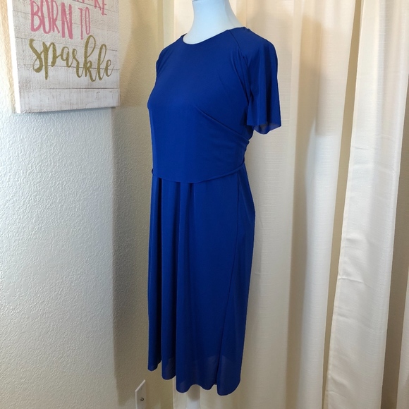 COS Blue Shift Dress Mesh Sleeve Tie Back, S NWT - Picture 3 of 8